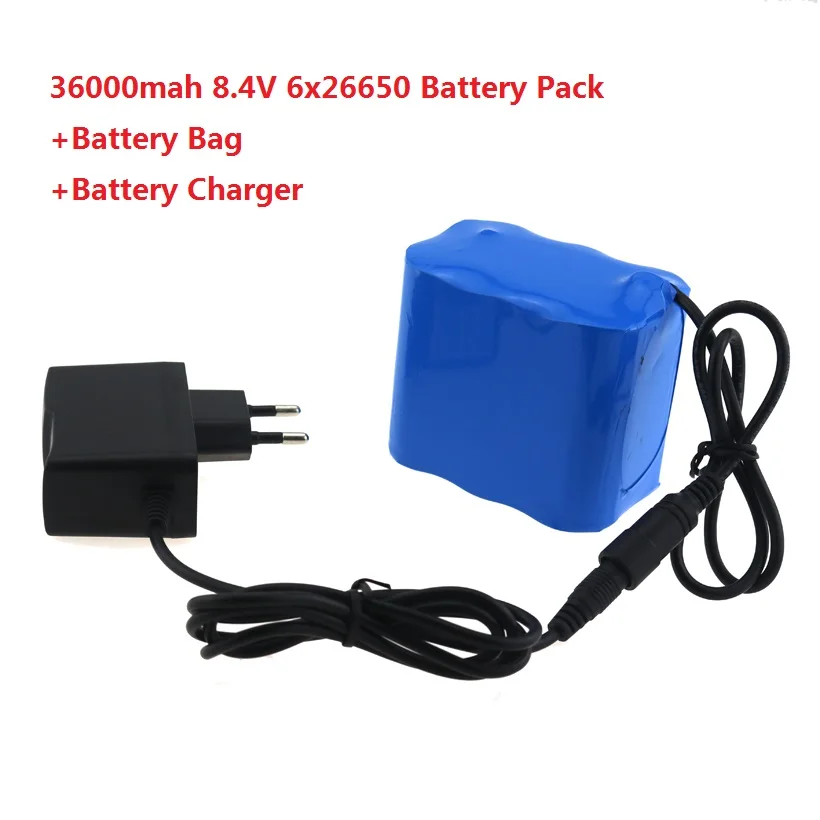 8 4 V 36000mAh 26650 батарея для велосипедного фонаря 6x26650 литий-ионная аккумуляторная