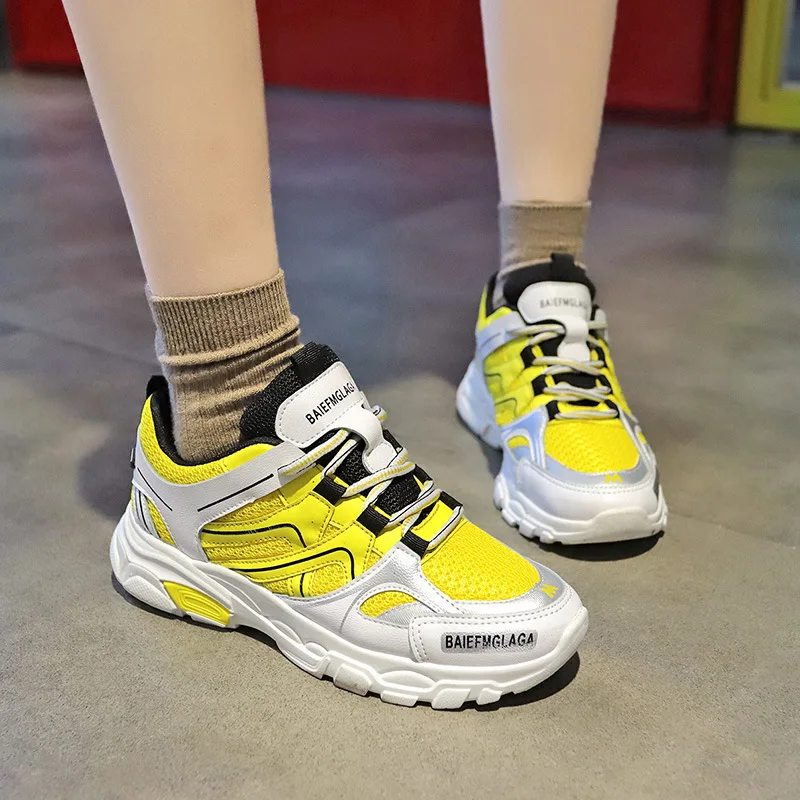 

2019 New Yellow Sneakers Women Shoes Sneakers Glitter Summer Sneakers dames Mesh Platform Casual Shoes Woman