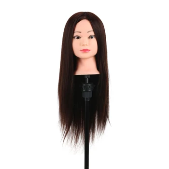 

80% Real Human Hair Mannequin Head with Clamp Holder Salon Hairdressing Practice Training Moldel Dummy Head Hair Styling Tools