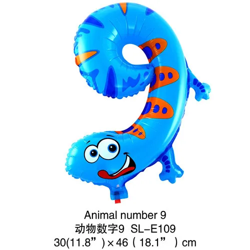 Animals Number Foil Balloons 10pcs New Arrival air balloons wedding Birthday party Decorations kids Numbers Air Balls baby toys (8)