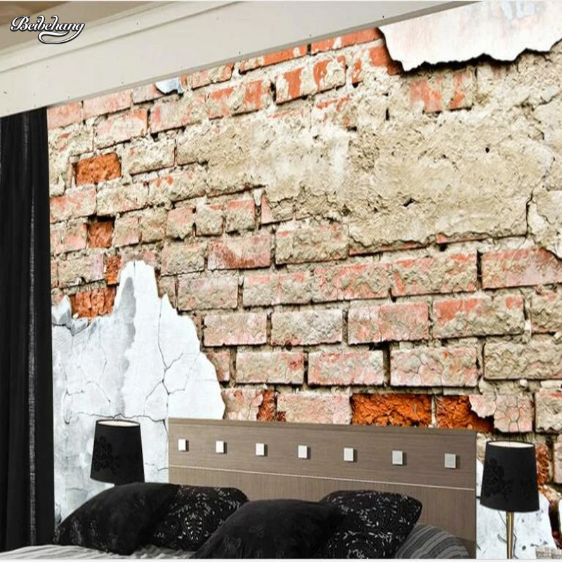 

beibehang fresco high-end personality broken old brick wall shock 3D TV backdrop non-woven fabric wallpaper papel de parede