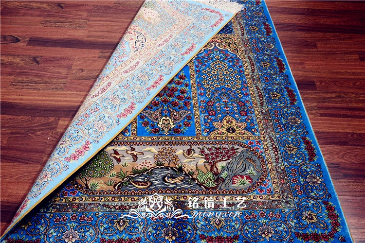 3'x4. 5' коврик с геометрическим орнаментом ручная переплетение мусульманский молитвенный коврик шелковый ковер Турция Дизайн Шелковый ковер с восточным рисунком пол