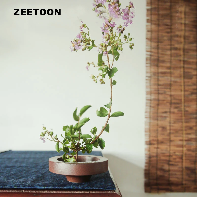 Zen Japanese Flower Pot Vase Ceramic Coarse Pottery Glaze Living Room