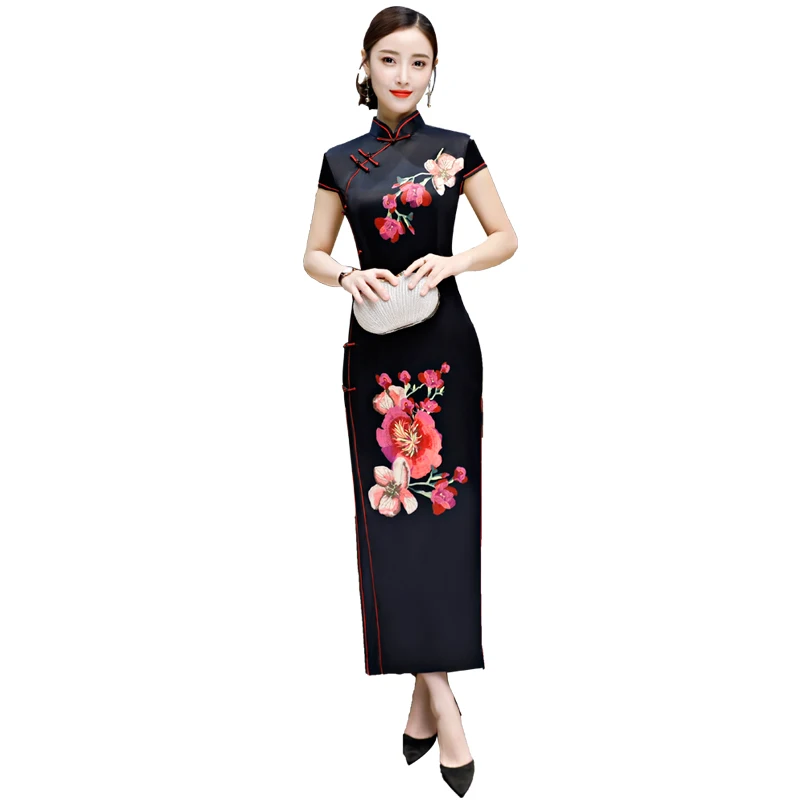 Красное черное синее желтое зеленое чонсам китайский для свадьбы Qipao