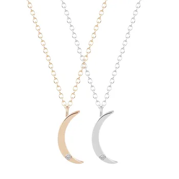 

QIAMNI Hot Fashion 30pcs/lot Wholesale Unique Half Moon Pendant Necklace Gift for Women and Girls