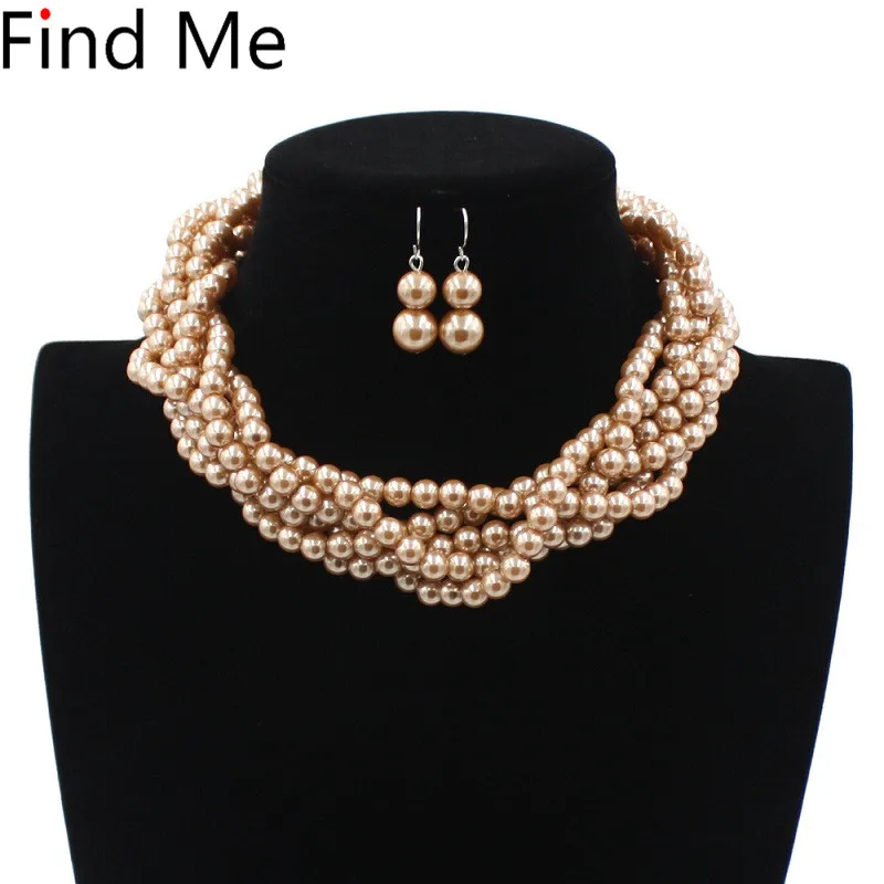Женское Винтажное колье чокер Find Me длинное ожерелье с имитацией жемчуга
