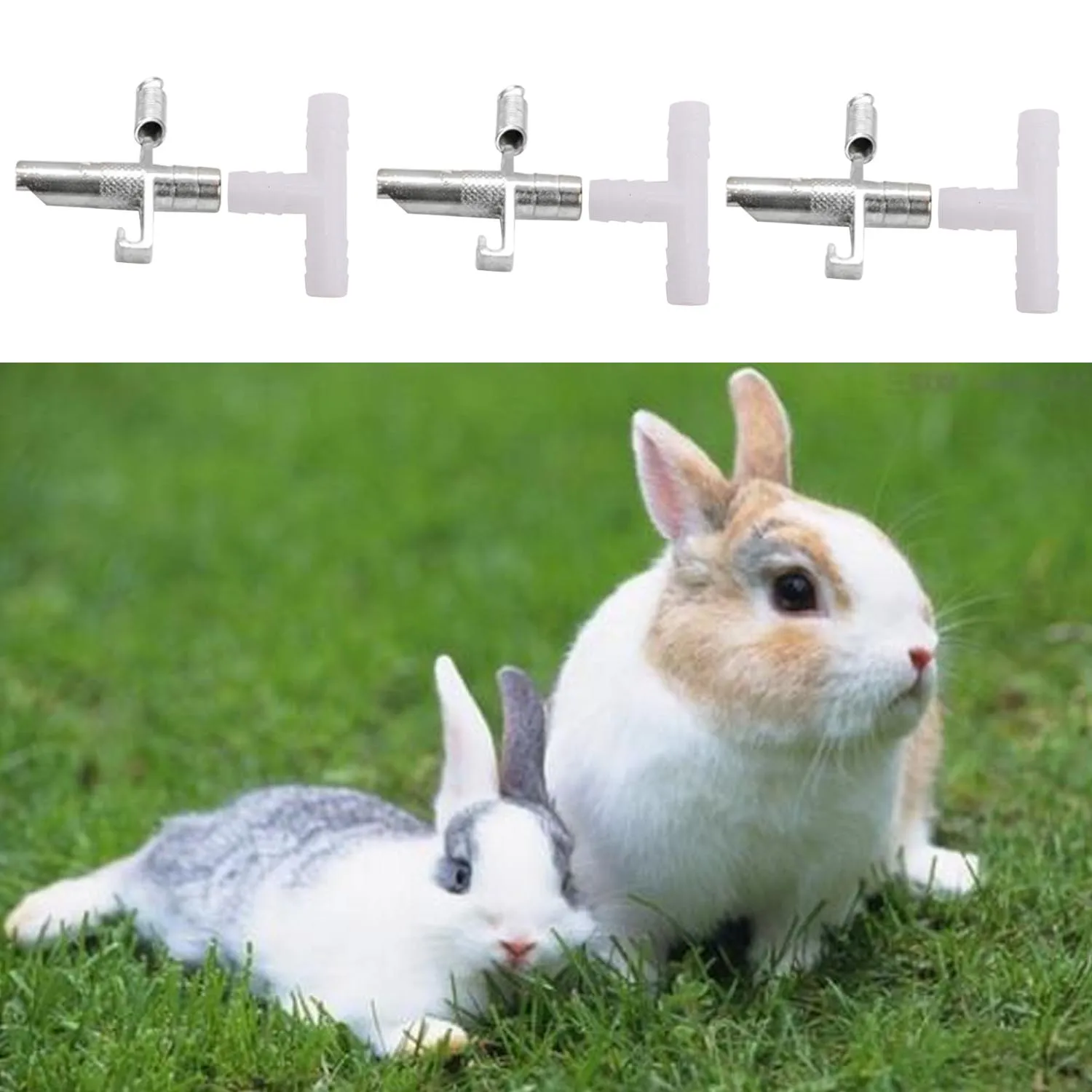 Behogar 10pcs Automatic Nipple Water Feeder T Tubing Spring Waterer