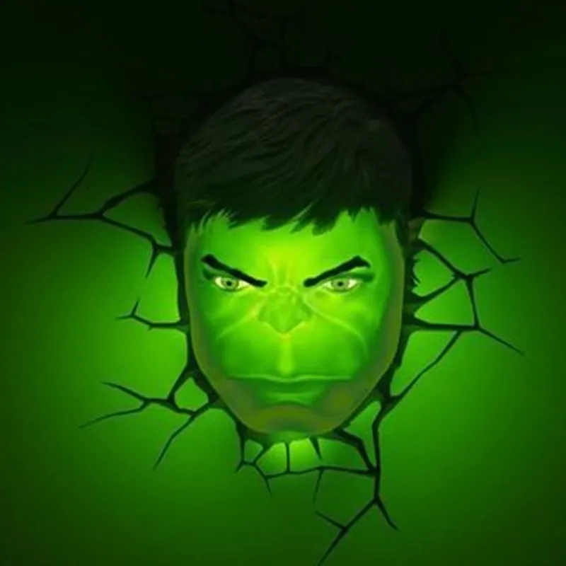 

Avengers:Infinity War Superhero Hulk Mask With LED Light 3D Wall Lamp Plastic Wall Sticker Creative Room Decoration S584
