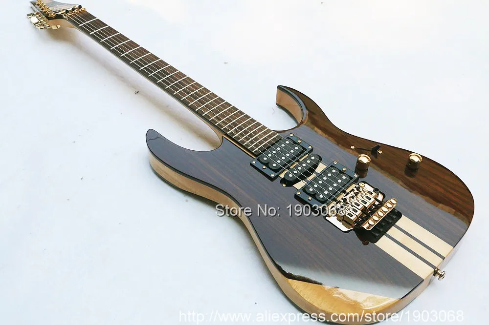 

2019 guitarra eléctrica de caoba de calidad superior de 6 cuerdas con cuello a través de floyd rose, guitarra de alta calidad a través del cuello