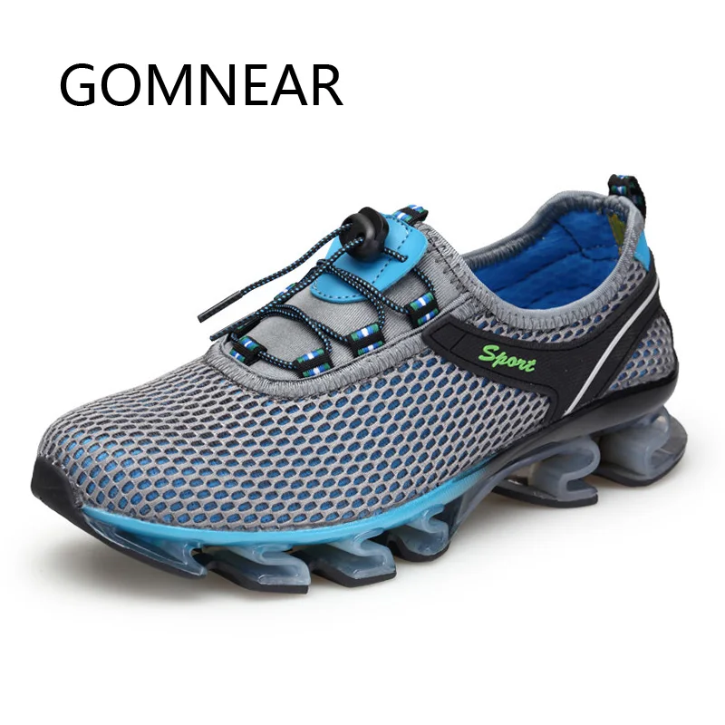 GOMNEAR Men's Super Light Running Shoes Outdoor Blue Mesh Breathable