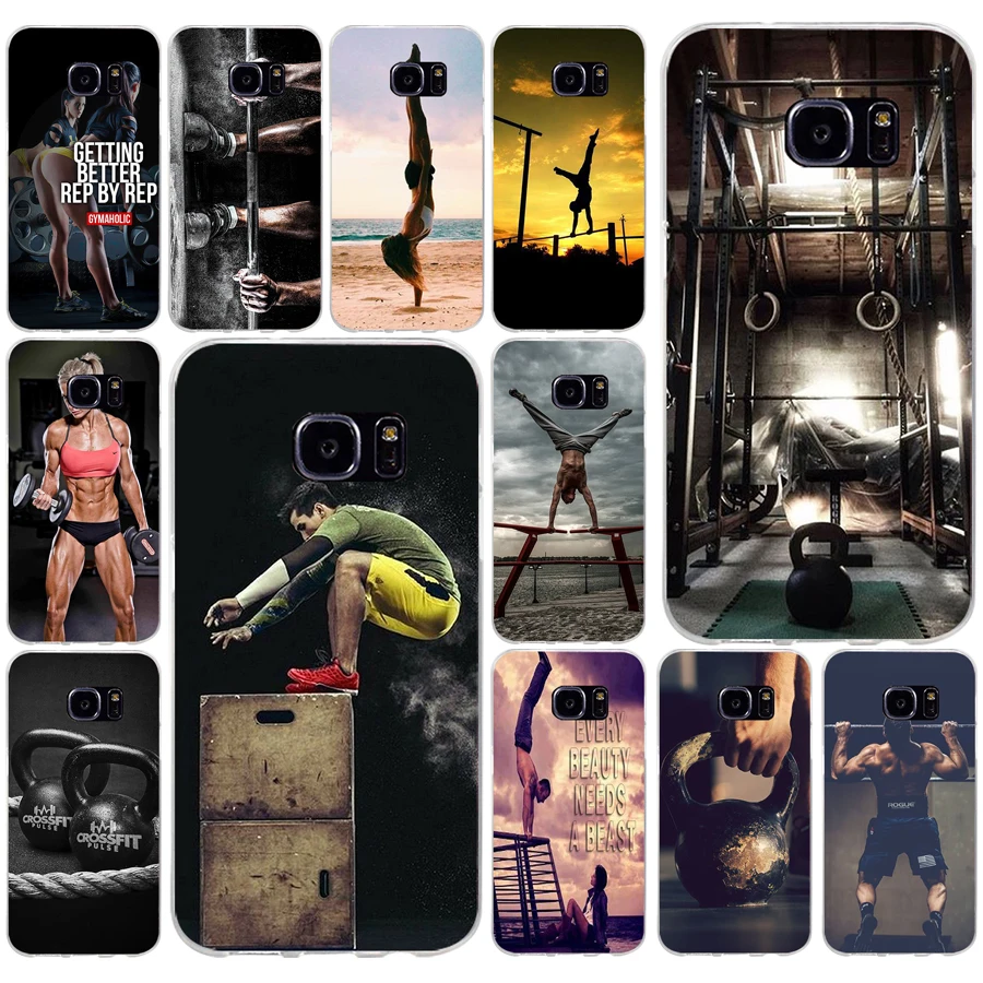 

262AQ Crossfit Mode Soft TPU Silicone Cover Case for samsung Galaxy s6 s6 s7 edge s8 s9 plus case