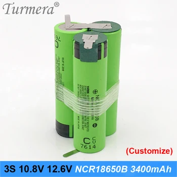 

3s battery 18650 pack ncr18650b 3400mah 10.8v 12.6v welding solder battery for screwdriver tools battery customized battery JAN4