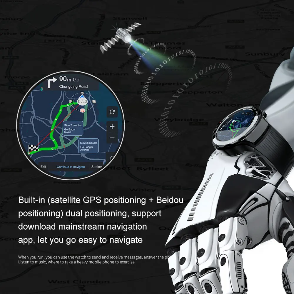 Cena LOKMAT Lok02 4G inteligentny zegarek mężczyźni Android 7.1 MTK6739 1GB + 16GB 400*400 ekran amoled 5MP + 5MP podwójny aparat GPS smartwatch dla ios