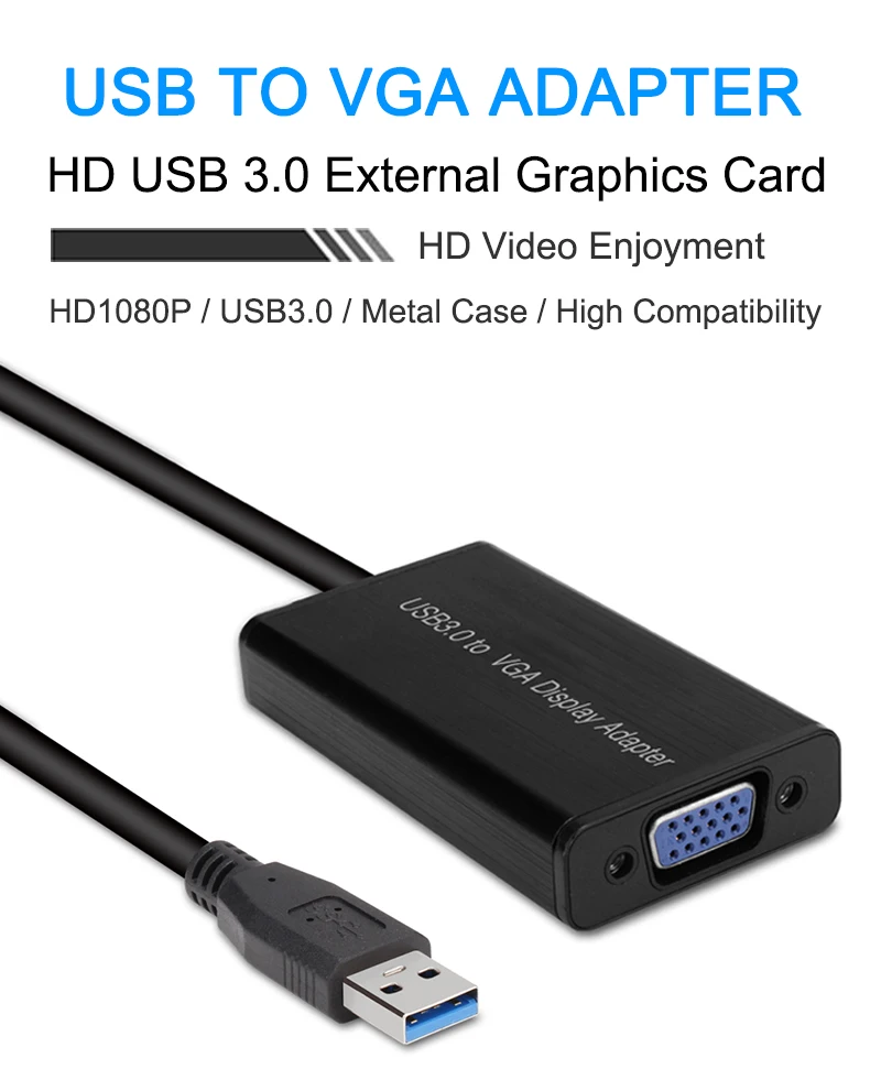 USB 3,0 к VGA адаптер 1080 P металлический корпус внешняя видео Графическая карта VGA конвертер адаптер для ПК проектор для ноутбука HDTV