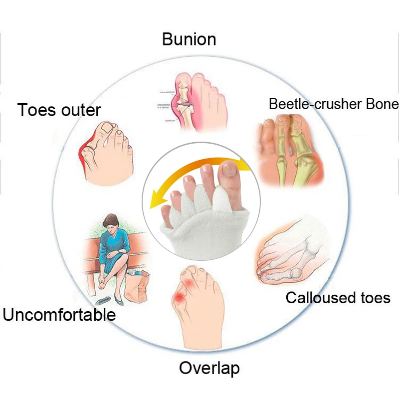 3 пары носок для педикюра на пять пальцев Сепаратор Носки массаж пальцев ног спа Йога выравнивание ног носки для облегчения боли bunion женщины Уход за ногами