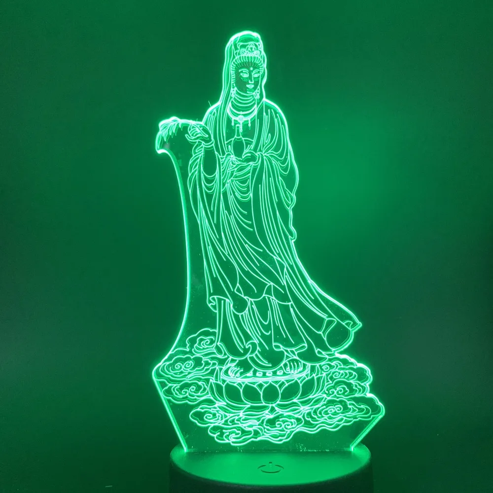 Лампа 3D Иллюзия Буддизм avalokitesvara bodhisattva светодиодный 3d-ночник Цвет Изменение