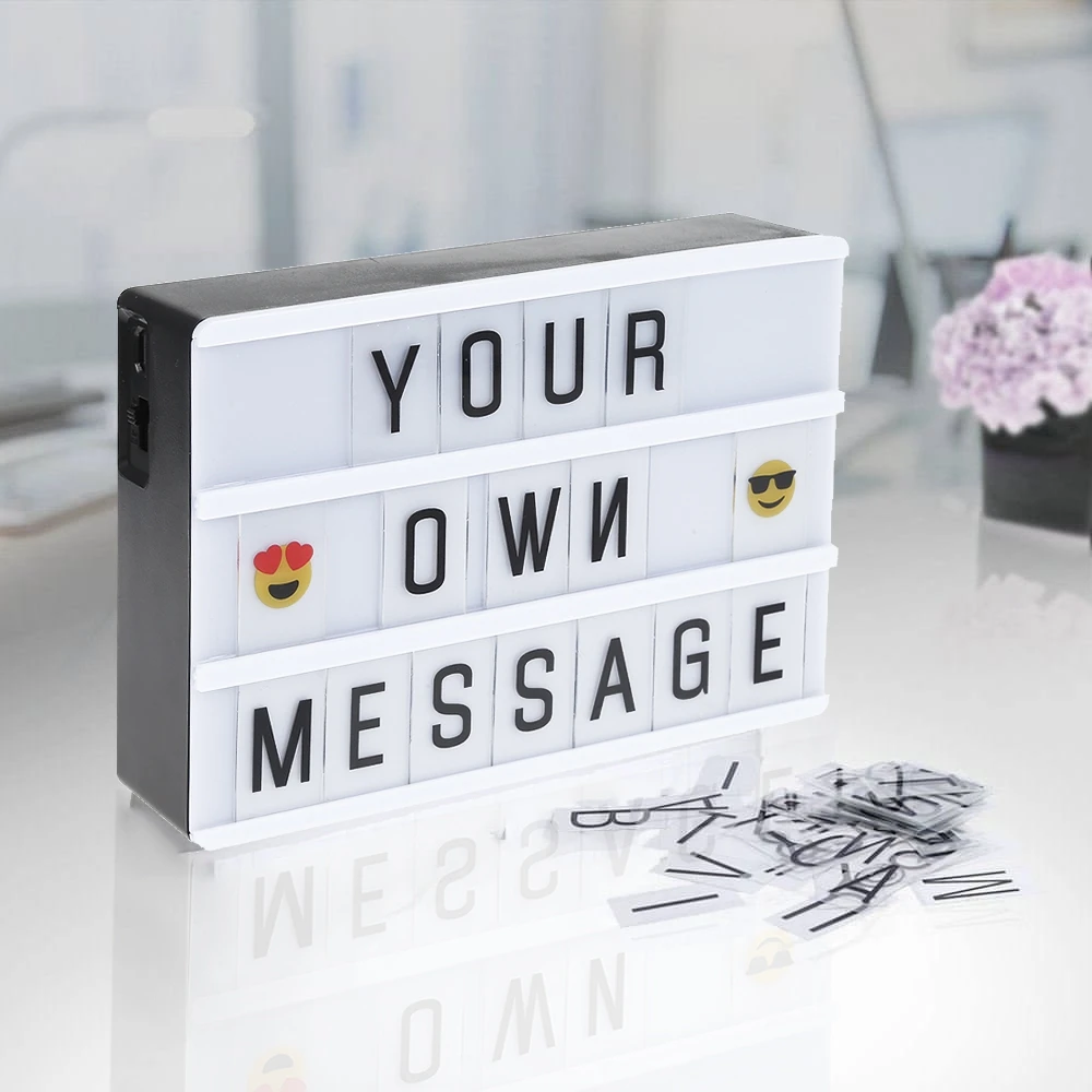 

DIY Letter Light A4 A6 Combination LED Night Light Box Night Lamp BLACK Cards USB LED Bulbs Festive Decoration Message Board