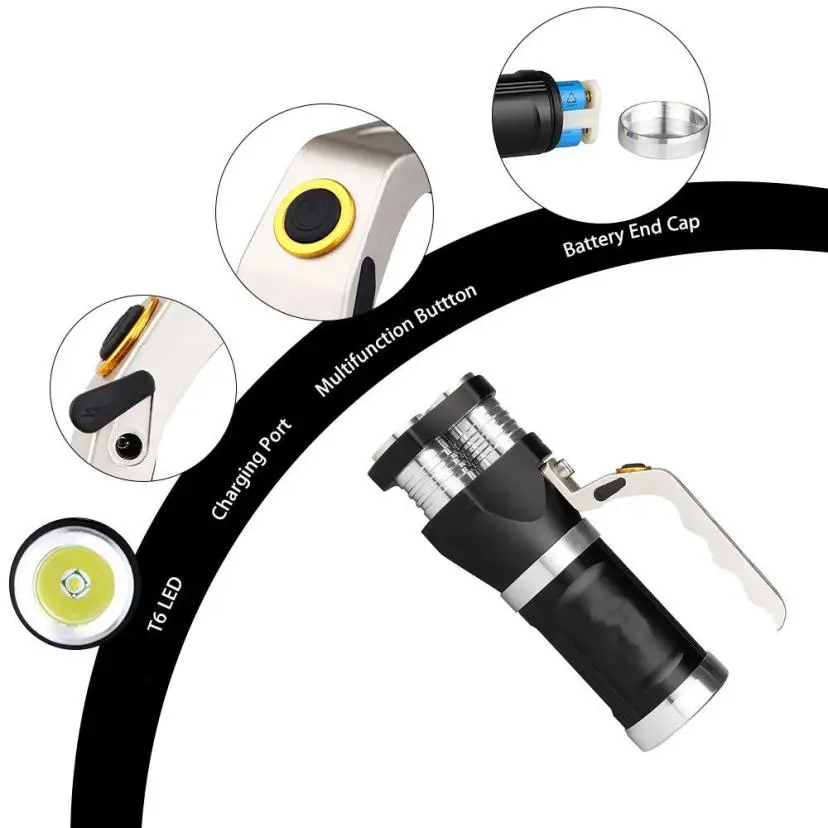 3 X T6 прожектор фонарик перезаряжаемый светодиодный фонарь тактический Водонепроницаемый Super lght
