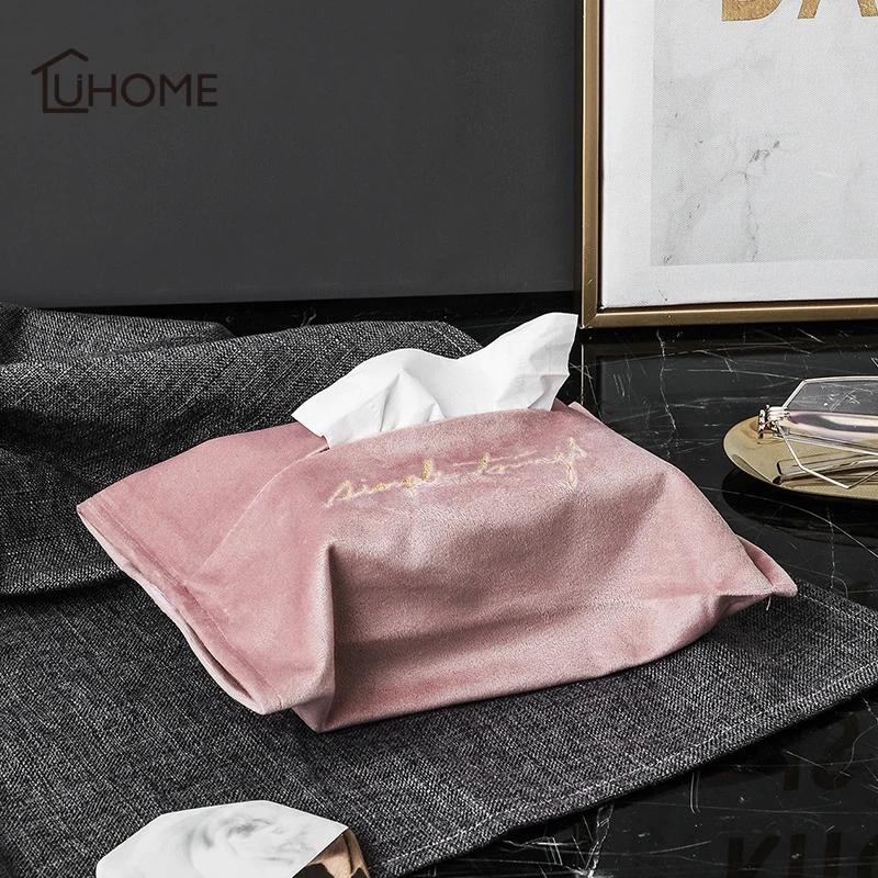 

High Quality Velvet Car Home Tissue Box Napkin Paper Container Creative Cloth Tissue Box Napkin Case Pouch Home Decor