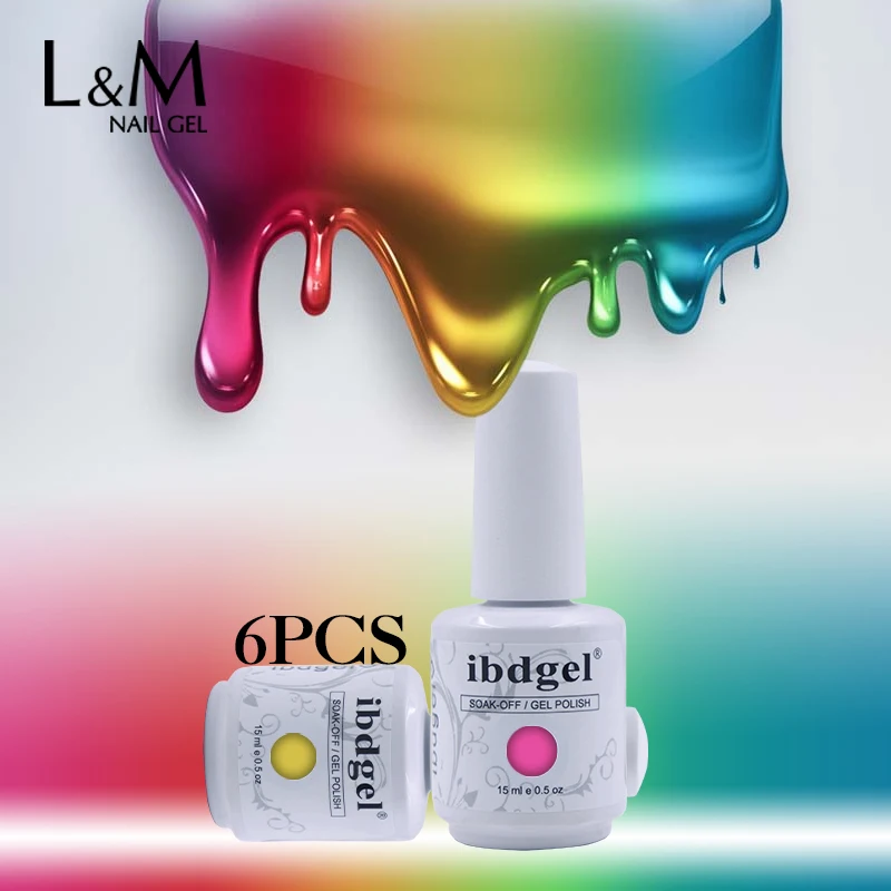

6pcs/lot Gelatu Series Color Gel ibdgel Brand Gel Polish Soak Off Varnish Shining Glitter Glue UV Gel Nail Polish