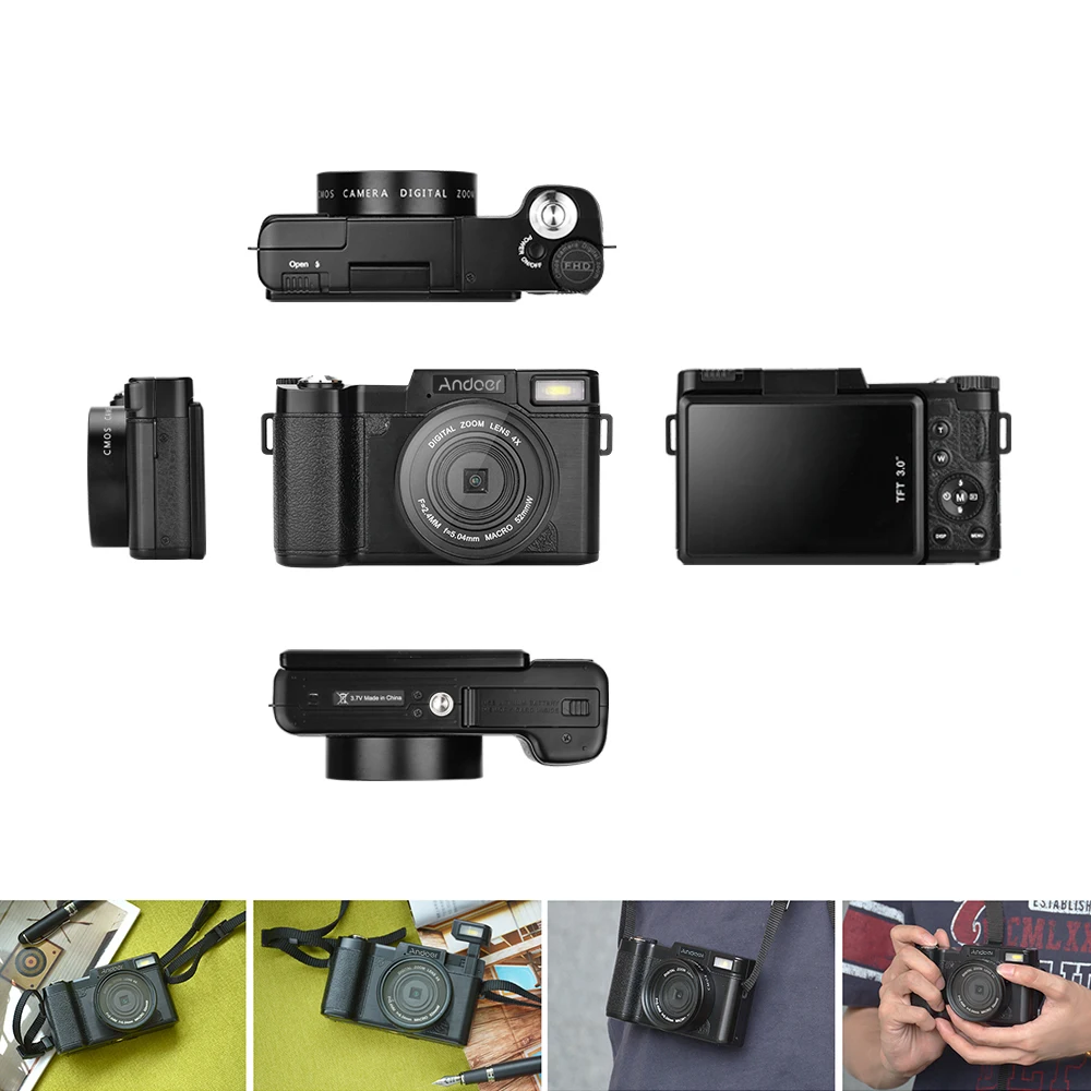 Andoer R1 1080 P 15fps FHD 24MP цифровой Камера Cam видеокамера 3," Вращающийся ЖК-дисплей Экран Anti-shake видеокамера с цифровым зумом 4x