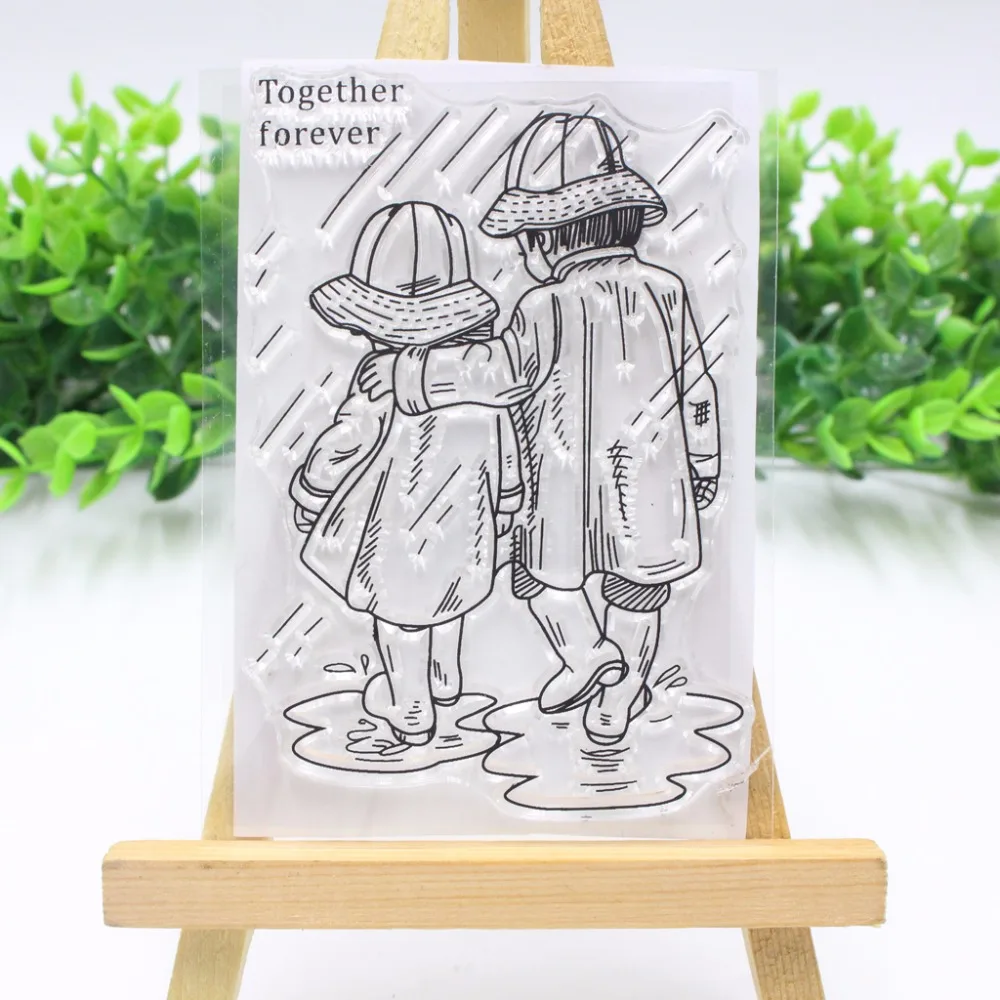 

Transparent Silicone Clear Couple In The Rain Stamp For Scrapbooking DIY Photo Album Decor