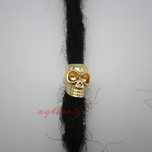 1 шт.-4 шт., золотистая металлическая футболка с изображением черепа и волос, бусины кольца dread dreadlock, трубка, Приблизительно 6,5 мм, отверстие для аксессуаров для волос