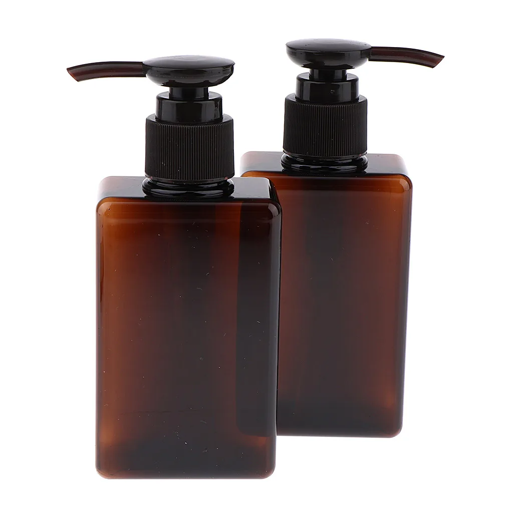 2pcs 150mL Refillable Empty Durable Plastic Shampoo & Conditioner Pump Bottles Container Tools Set (5 ounce)