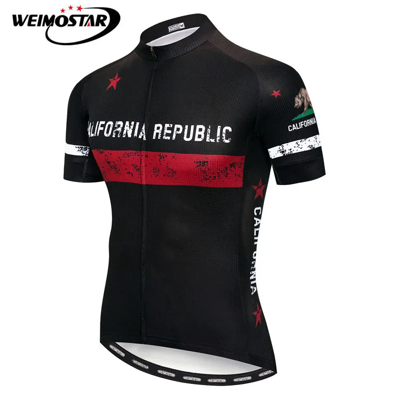 

Weimostar CALIFORNIA REPUBLIC Team Cycling Jersey Black Summer MTB Bike Jersey Quick Dry Bicycle Jersey Cycle Wear Ropa Ciclismo