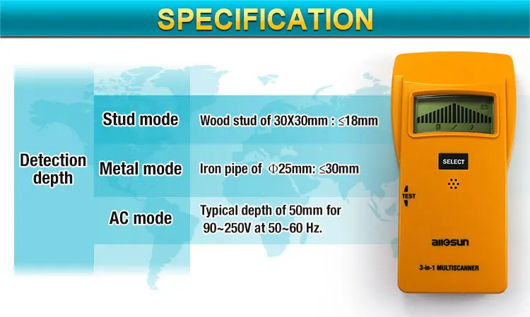 All-sun TS79 шпилька/металл/детектор переменного тока 3 в 1 мультисканер детектор домашний тестер напряжения металлический датчик поиск скрытого металлического объекта