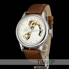 NEW Mechanical Mens Steampunk Skeleton Hand Wind Watch Men Silver