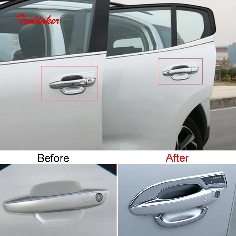 #*Cheap Tonlinker Exterior Car Door Handle bowl Cover Sticker for Citroen C5 aircross 2017 18 Car Styling 4 8 PCS ABS Cover sticker