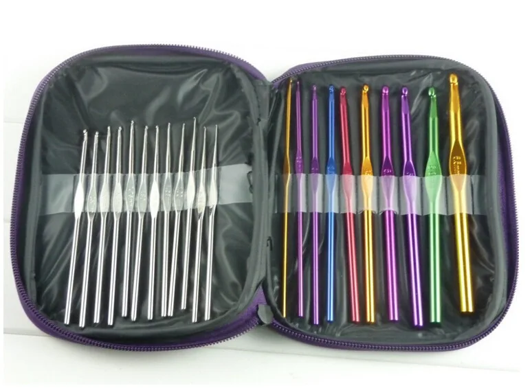 

22PCS Colourful Knit Set Aluminium Crochet Hooks Knitting Needles Set 0.6mm-6.5mm Punch Pen Kit Knit Weave Craft