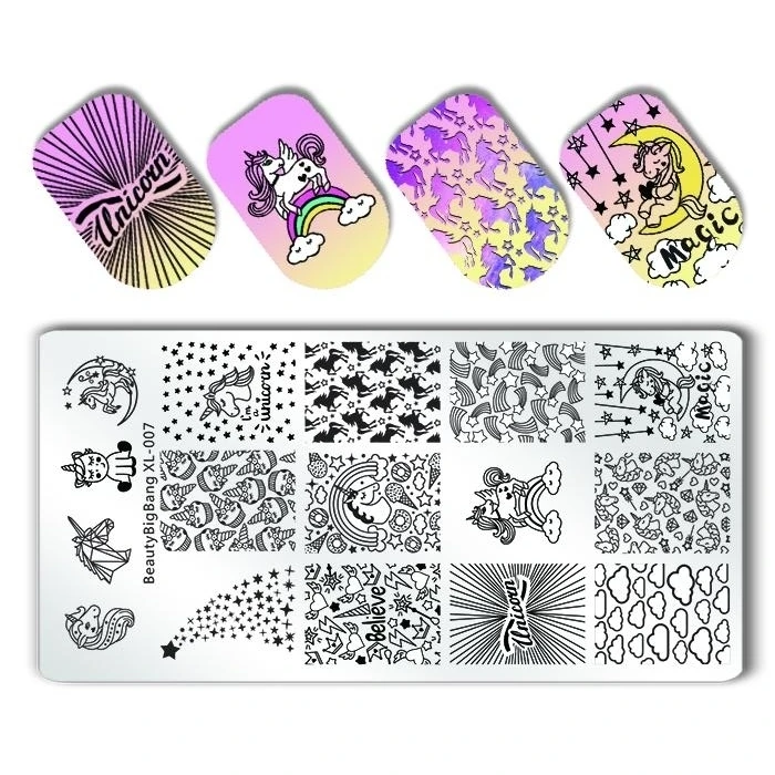 

1PCS BeautyBigBang Sleep Rainbow Nail Plates Stamp Stencil For Stamping 3d Mold Geometry Print