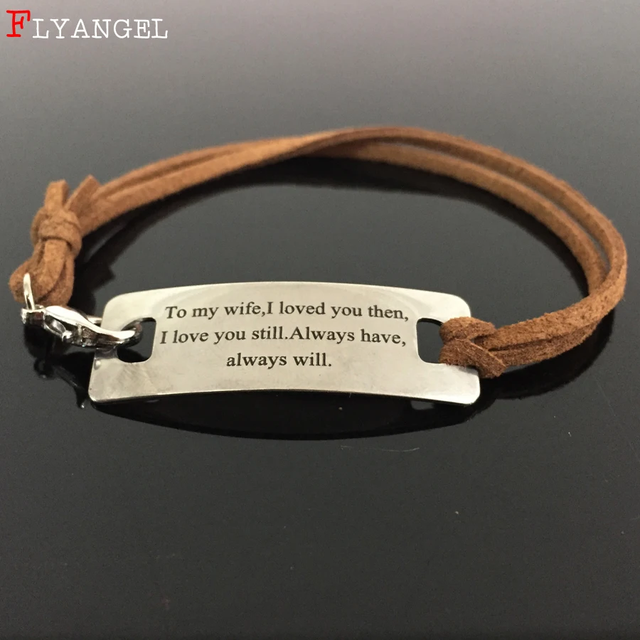 Fashion New Women Jewelry Engraved To my wife I Love You Bangles