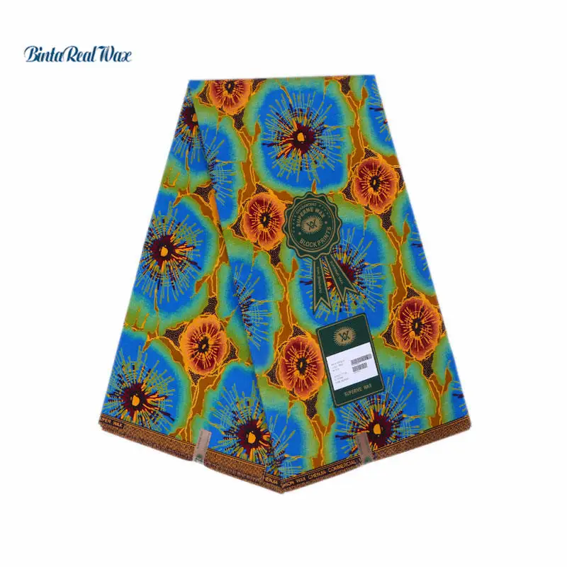 

100% Cotton African Wax Clothes Dutch Wax 6 yards for Party Dress African real Wax Hollandais Ankara Fabric PL494