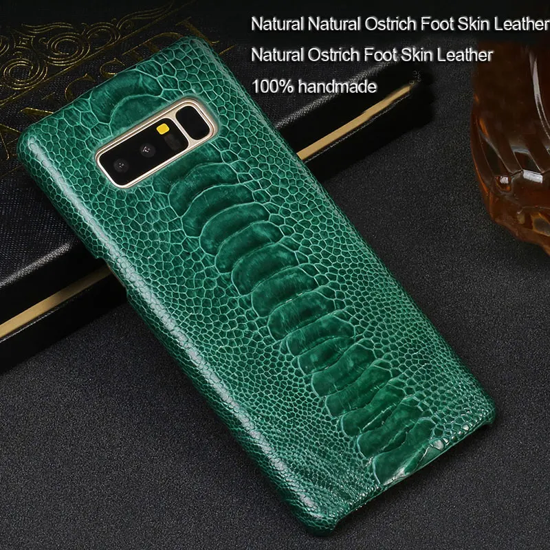 

LANGSID S10 Luxury handmade Natural Ostrich leg skin case For Samsung S10 case Real leather back cover For Galaxy s10 plus case