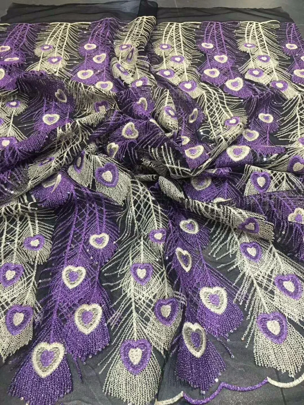 

Fashion Purple Indian George Fabrics 2018 High Quality African George Fabric With Guipure Handcut Sequins George Lace