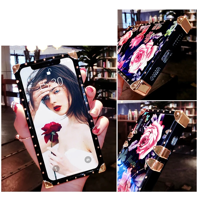 Luxury-Brand-European-Blu-ray-Flowers-Drop-Square-silicone-phone-case-for-iphone-7-8-6 (5)