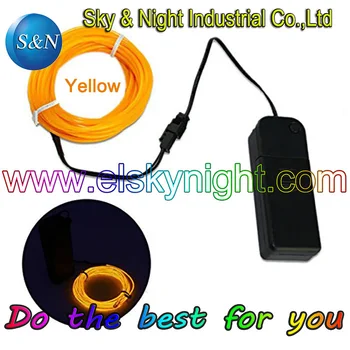 

3M Yellow EL Wire Tube Rope Battery Powered Flexible Neon Light Car Party Wedding Decoration With Controller Free Shipping