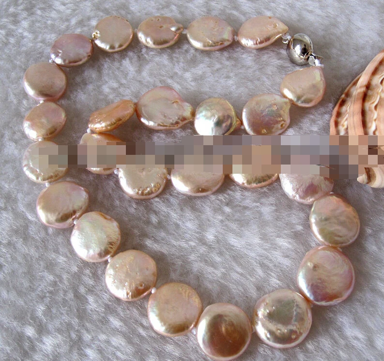 

0745 Peach Pink Coin Freshwater Pearl Strand