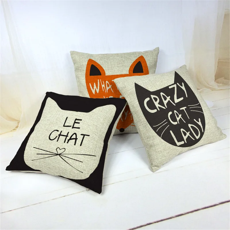 

Fashion Lady Cat Cushion Cover For Sofa Decorative Throw Pillow Covers Cotton Linen Pillowcase Sofa Decor Couch Without Filling