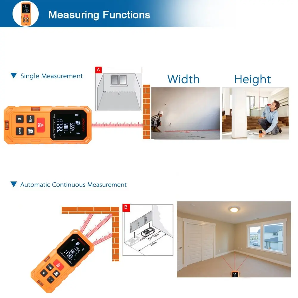 KKmoon лазерный дальномер строительные инструменты цифровой лазерный дальномер Площадь мощности 20 группа хранения данных