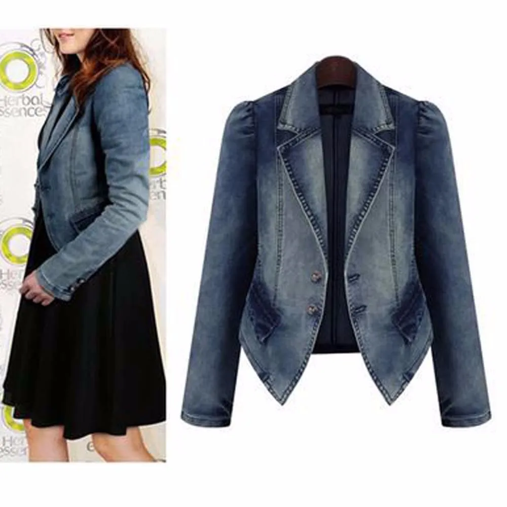 2016 Women Denim Jacket Autumn Winter Vintage  Oversize Loose Female Jeans Coat Solid Slim Chaquetas Mujer Jaqueta Feminina