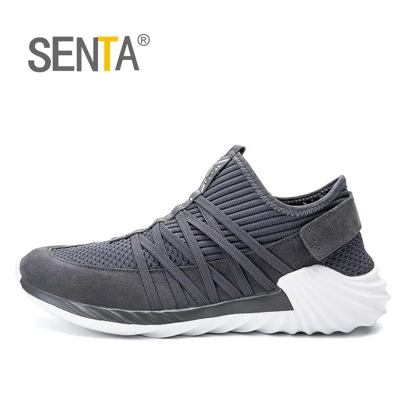 

SENTA Men's Running Shoes Leather Jogging Sneakers Men Lightweight Outdoor Fitness Sport Shoes Male Jogging Walking Shoes