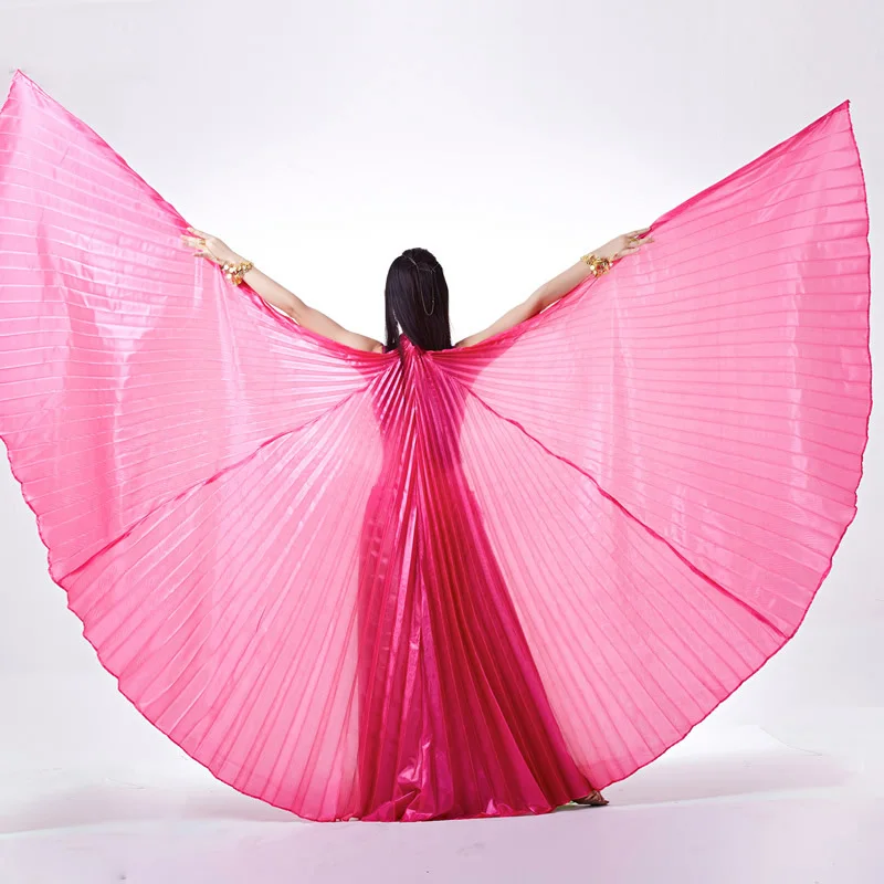 Сценический реквизит танцевальные аксессуары 360 градусов крылья с палочками без разреза танец живота Isis Крылья мягкий шелк как ткань - Цвет: Rose
