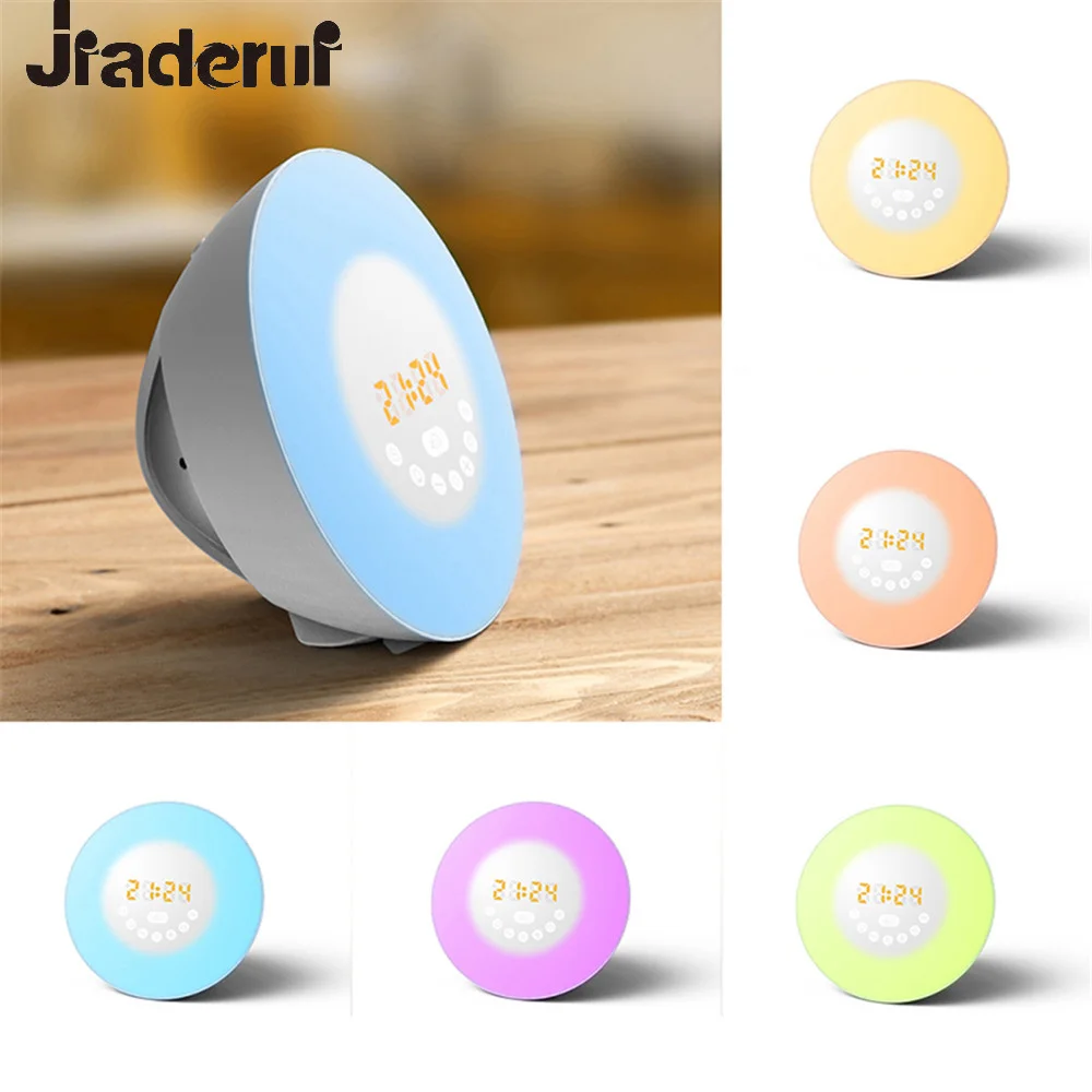 Jiaderui Colorful Bedroom Alarm Clock Lamps Sunrise Sunset Wake Up