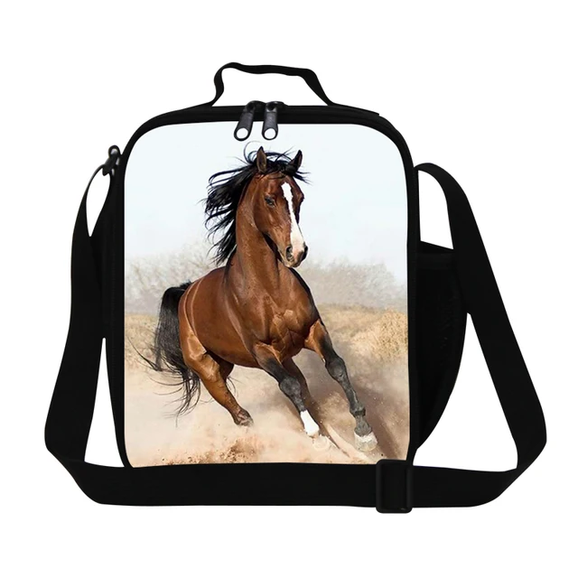 New Design Black Brown Horse Lunch Bags For Work Boys Animal New Design Black Brown Horse Lunch Bags For Work Boys Animal Insulated Bag