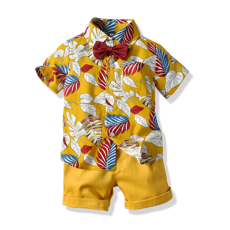 

2019 Boy Clothing Sets Summer Kids Boys Clothes Shorts Sleeve Floral Shirts+Shorts 2PCS Outfits Suit Children Clothing 1-6 Years