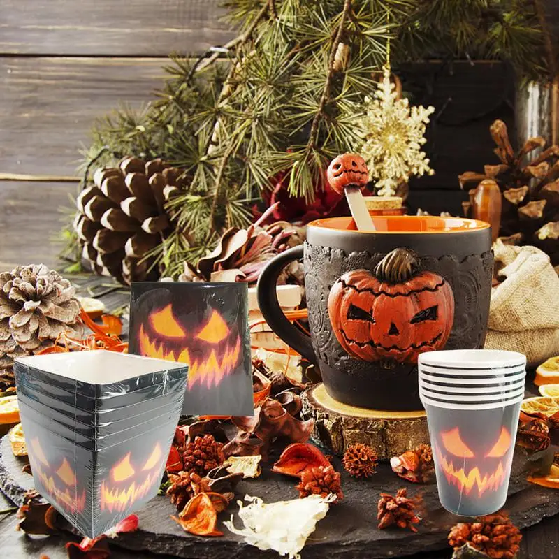 Halloween Disposable Tableware Sets Plates Paper Cups Napkins